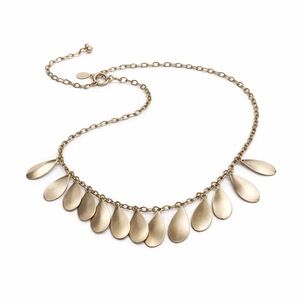 LOFT Gold Tone Teardrop Petal Fringe Statement Necklace